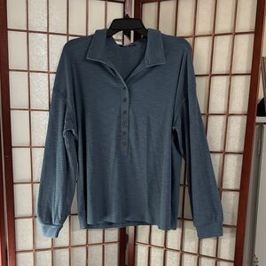 Amazon Women's Blue Button-Down Shirt PTP 23 inches